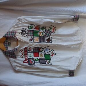 Christmas shirt button up Separate Scene cotton small